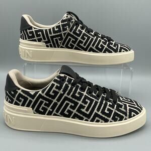 New Balmain Women's Monogram B-Court Trainers Black Size 9